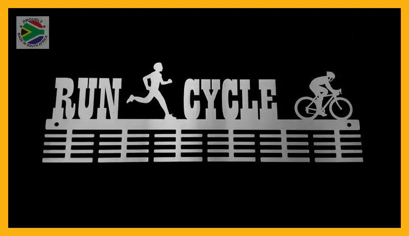 Man Run Cycle Duathlon 48 tier medal hanger