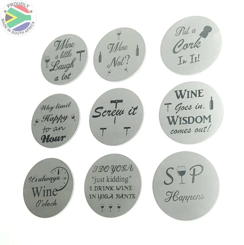 Wine Coasters laser etched in stainless steel