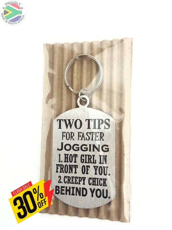 Two tips for faster Jogging Man Design Laser engraved Key Ring-Bag Tag