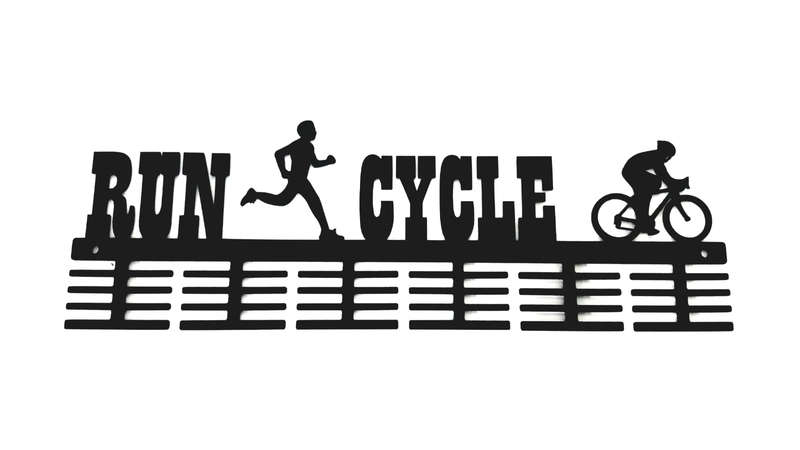 Man Run Cycle Duathlon 48 tier medal hanger