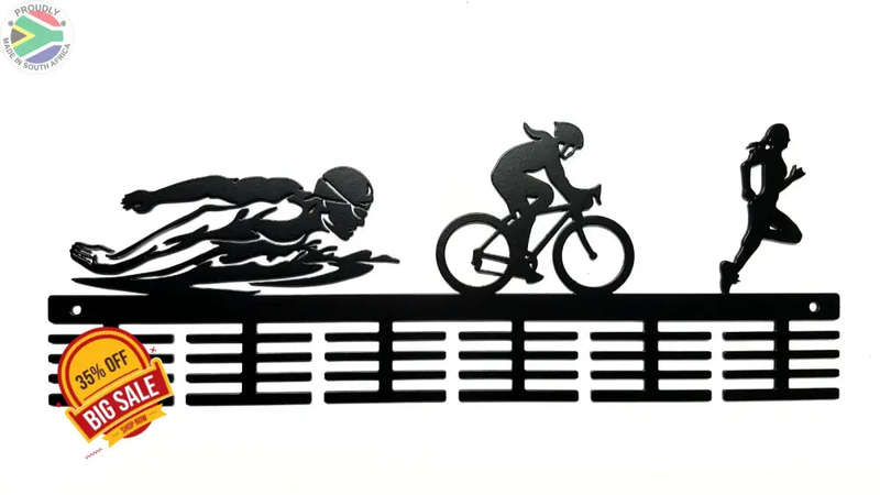 Lady Swim Bike Run Triathlon 48 tier medal hanger