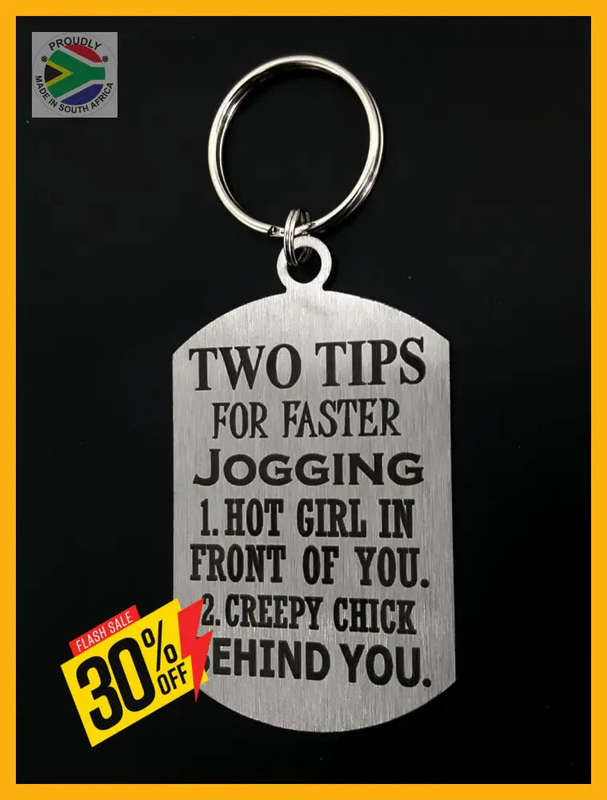 Two tips for faster Jogging Man Design Laser engraved Key Ring-Bag Tag