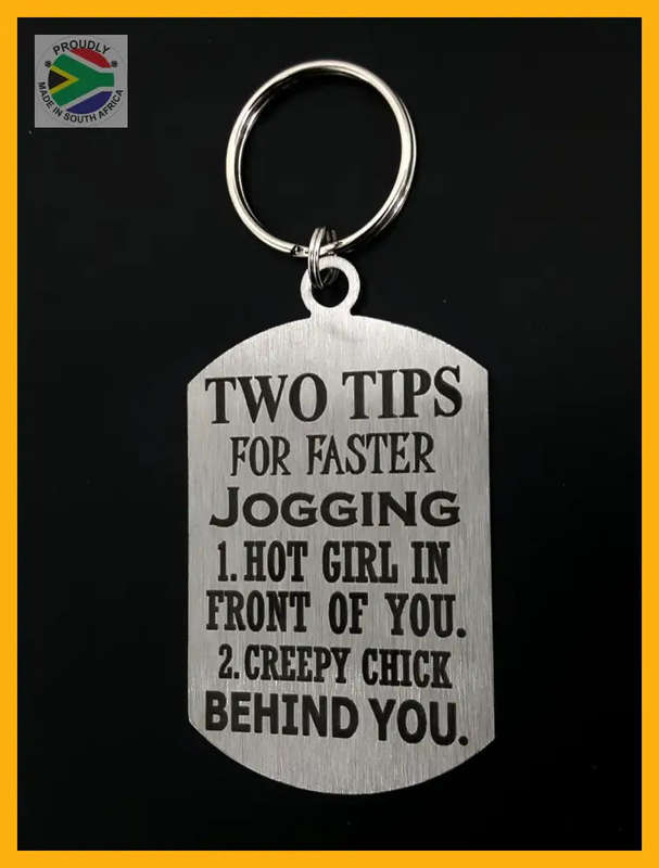 Two tips for faster Jogging Man Design Laser engraved Key Ring-Bag Tag