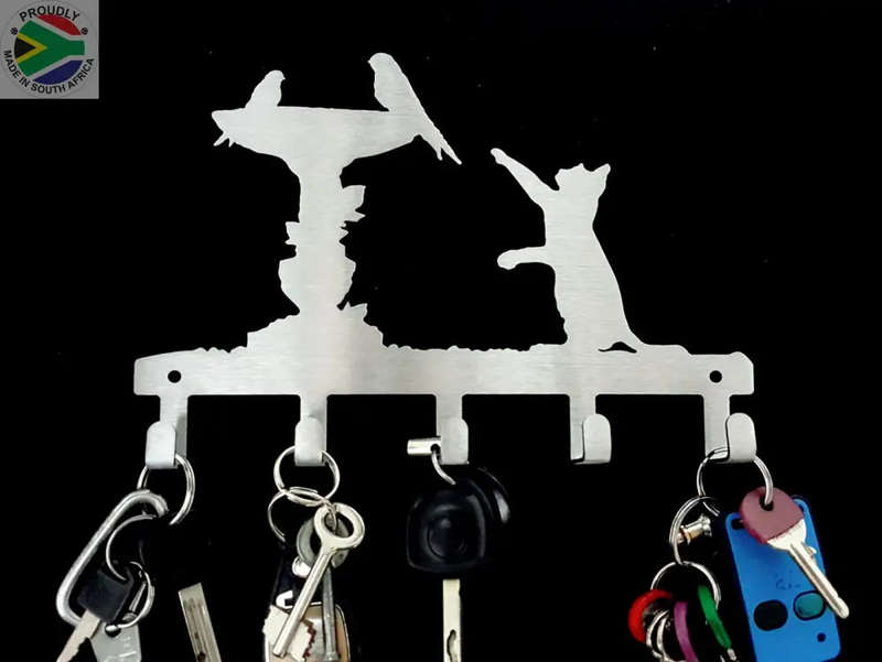 Cat & Birds Bath 5 hook key hook