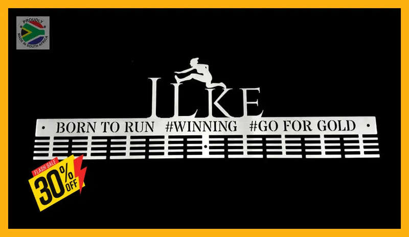 Personalised 72 tier medal hanger with name figures and a motivational saying!