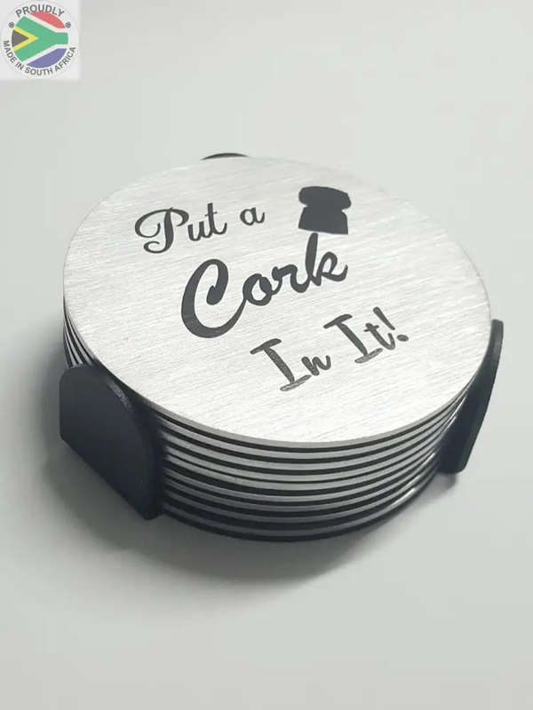 Wine Coasters laser etched in stainless steel