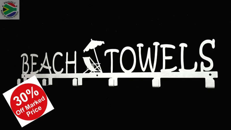 Beach Towels 6 hook towel hanger Large in Stainless steel or Black