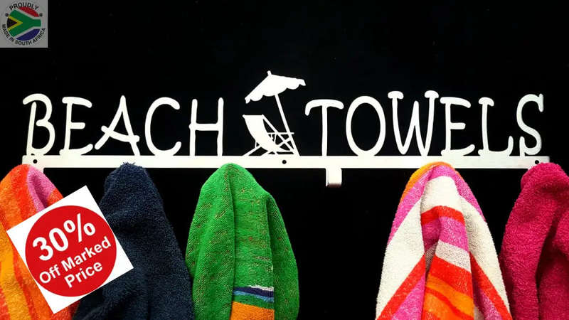 Beach Towels 6 hook towel hanger Large in Stainless steel or Black