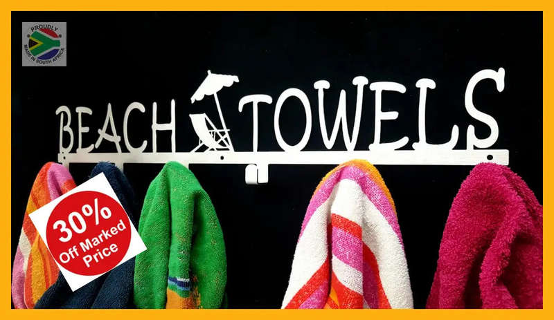 Beach Towels 6 hook towel hanger Large in Stainless steel or Black
