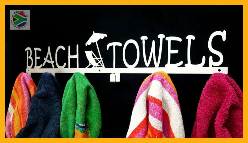Beach Towels 6 hook towel hanger Large in Stainless steel or Black