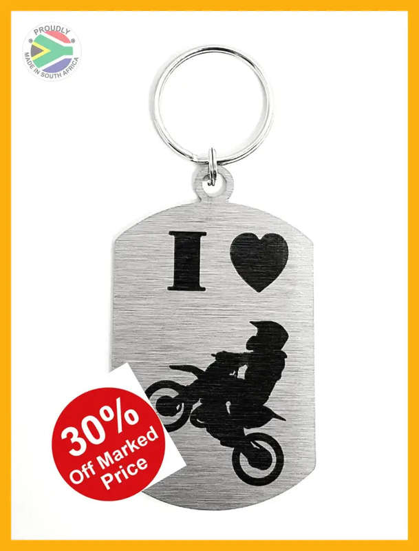 I Love Moto-Cross Laser engraved Key Ring-Bag Tag