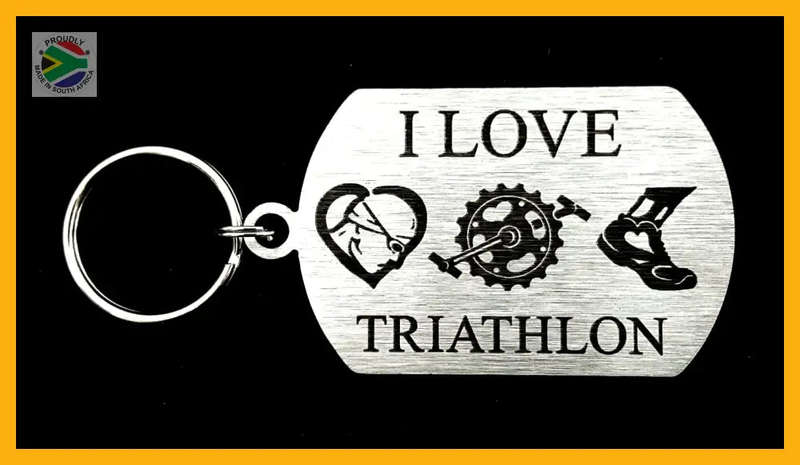 I Love Triathlon Laser engraved Key Ring-Bag Tag