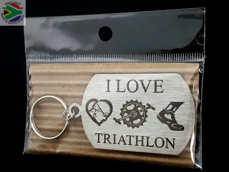 I Love Triathlon Laser engraved Key Ring-Bag Tag