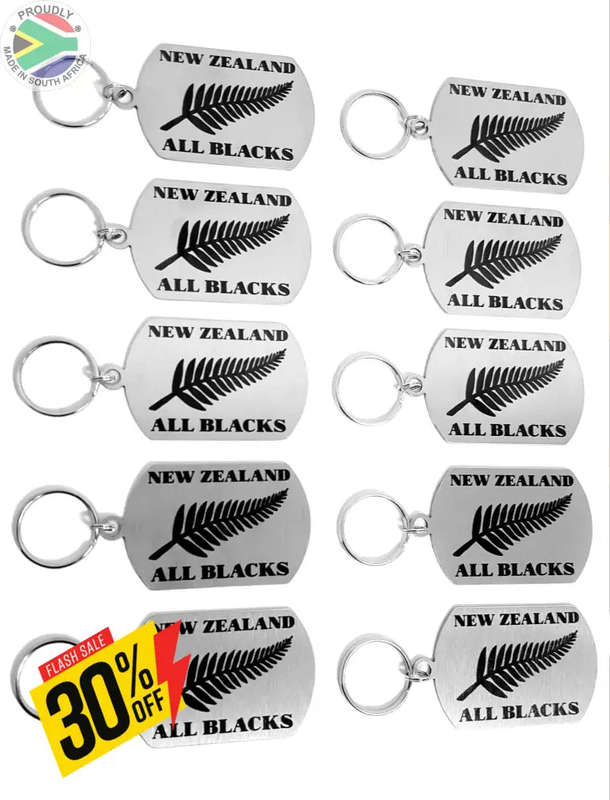 New Zealand All Blacks Laser engraved Key Ring-Bag Tag
