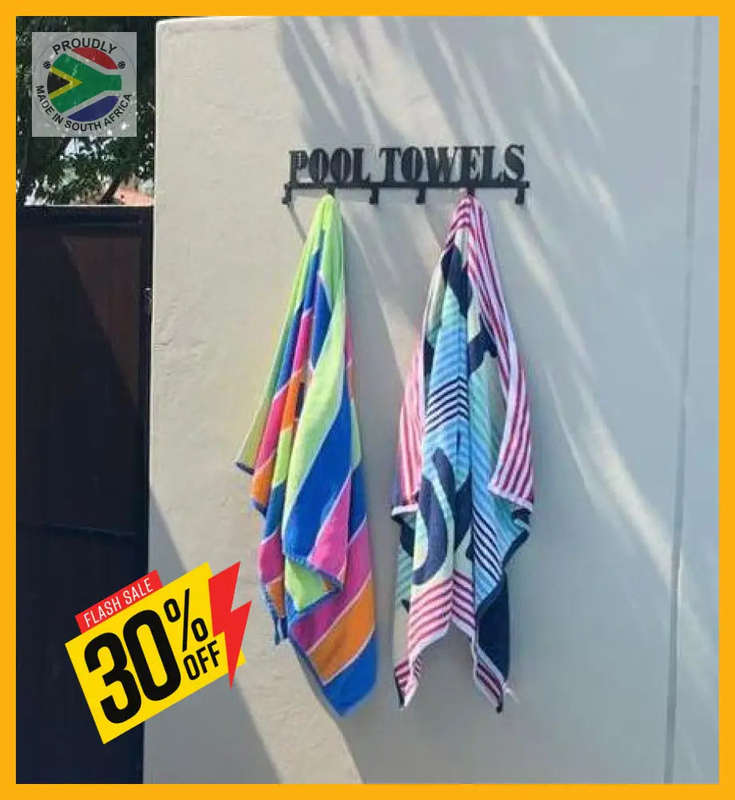 Pool Towels 6 hook towel hanger Small or Large