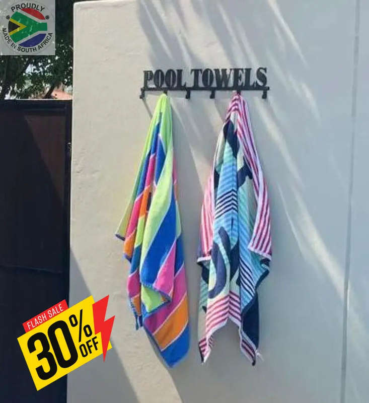 Pool Towels 6 hook towel hanger Small or Large