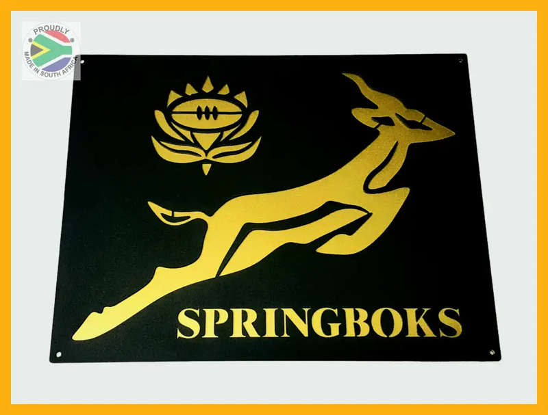 Springboks Rugby Mounted Wall Art Design Black & Gold (Made-To-Order)