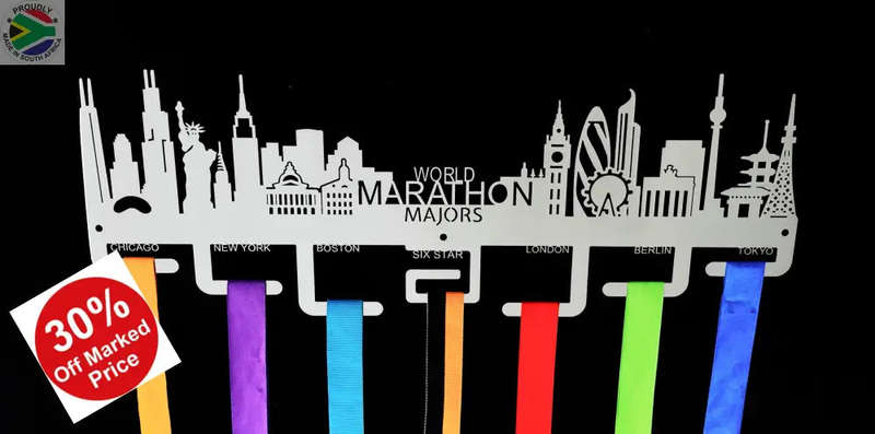 World Marathon Majors City Skyline Medal Hanger Stainless Steel Brush Finish