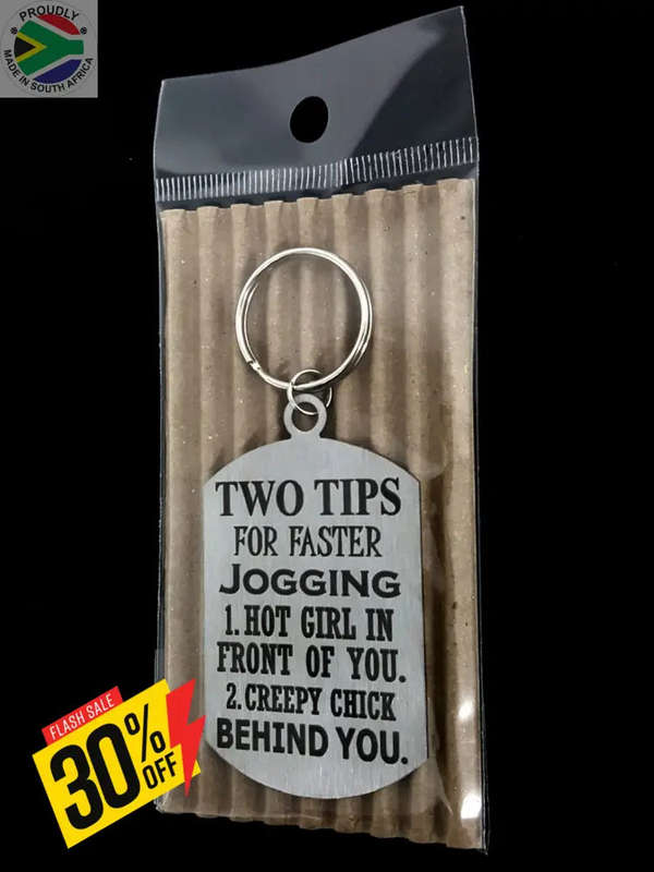 Two tips for faster Jogging Man Design Laser engraved Key Ring-Bag Tag