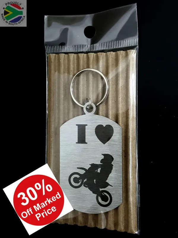 I Love Moto-Cross Laser engraved Key Ring-Bag Tag