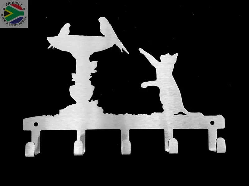 Cat & Birds Bath 5 hook key hook