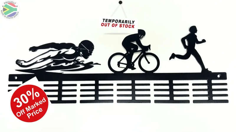 Man Swim Bike Run Triathlon 48 tier medal hanger