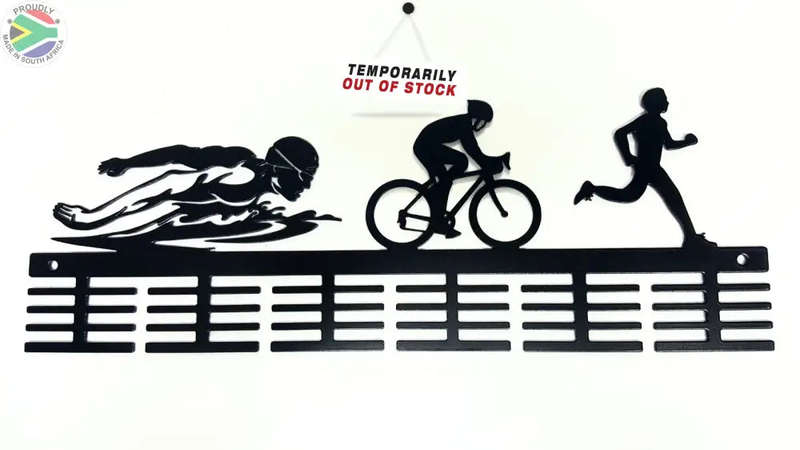 Man Swim Bike Run Triathlon 48 tier medal hanger