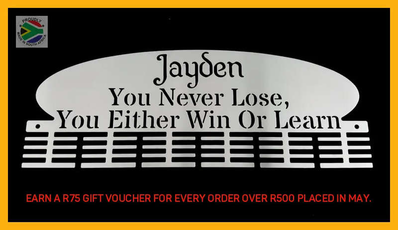 Personalised plate 48 tier medal hanger with name and up to 15 word saying