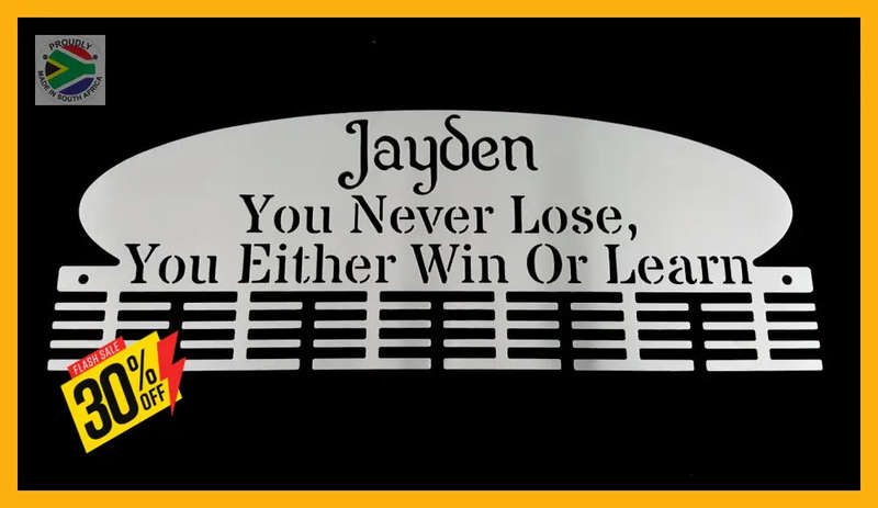 Personalised plate 48 tier medal hanger with name and up to 15 word saying