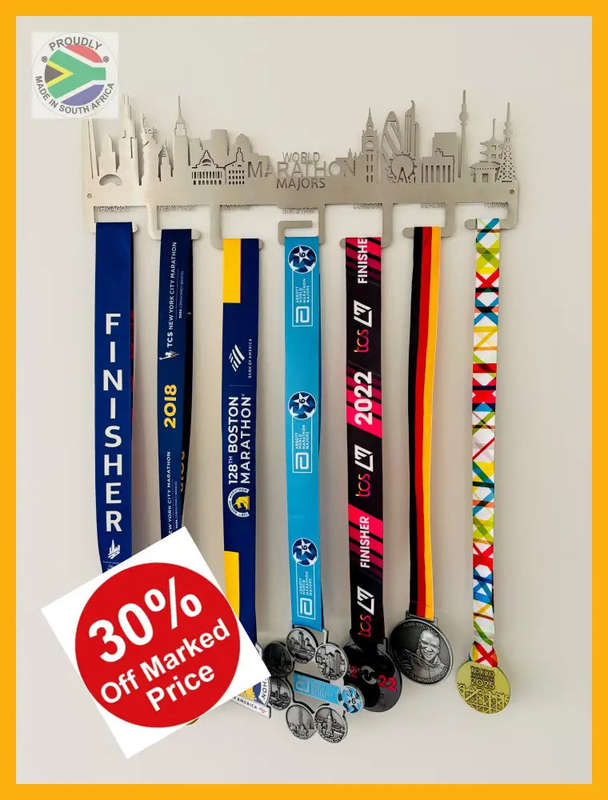 World Marathon Majors City Skyline Medal Hanger Stainless Steel Brush Finish