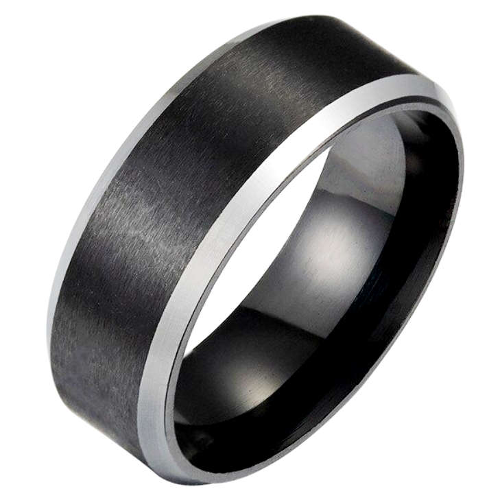 Mens Black Stainless Steel Wedding Band. Size 13 | Z+1