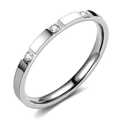 ALWAYS NIEU Lifetime Quality - Minimalist Thin Band White CZ. Ring Size 7 / N-O