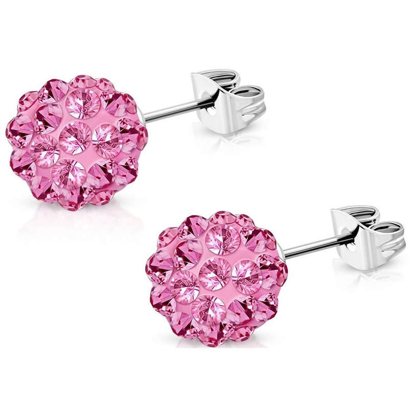 TITANIUM SHAMBALLA EARRINGS - PINK