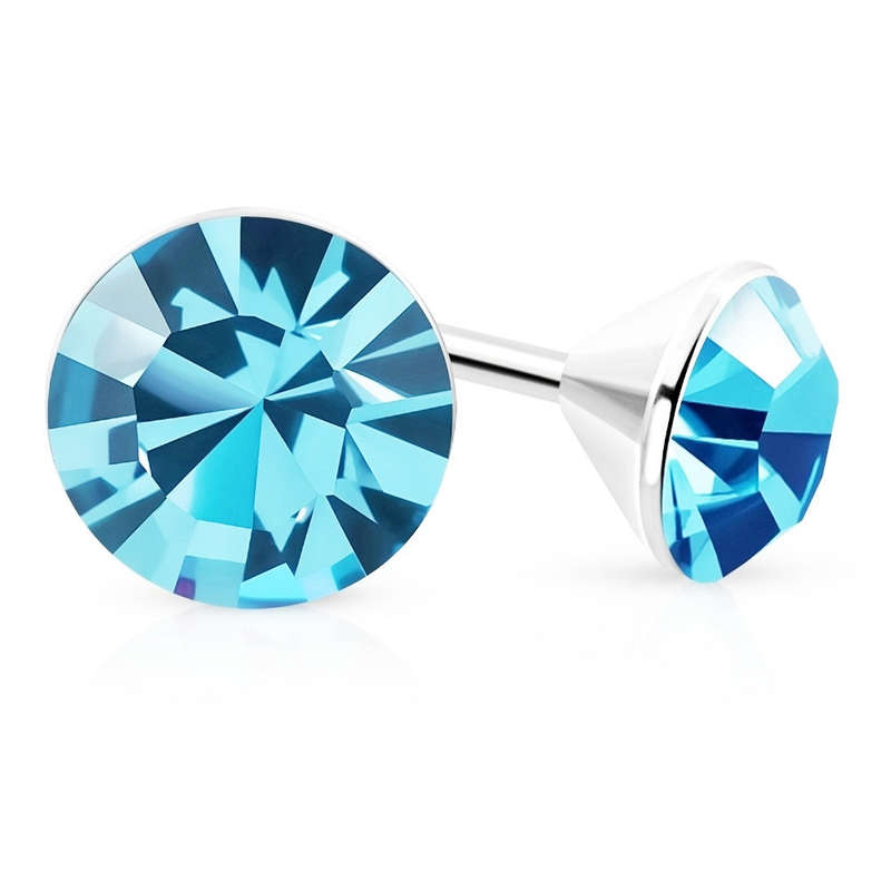Light Blue Crystal Facetted Stud Earrings Stainless Steel