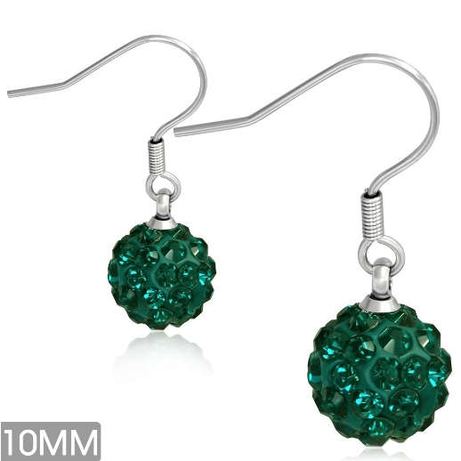 NEVER FADE - Sparkling Emerald Green Dangle Ball Earrings