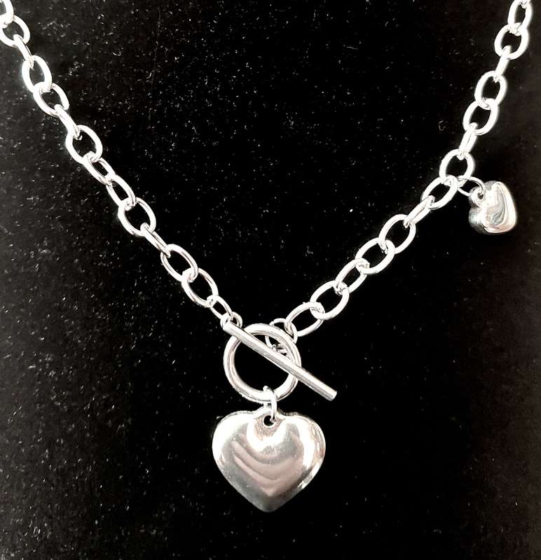 ASHA CRAFT - Heart Toggle Clasp Chunky Necklace Stainless Steel