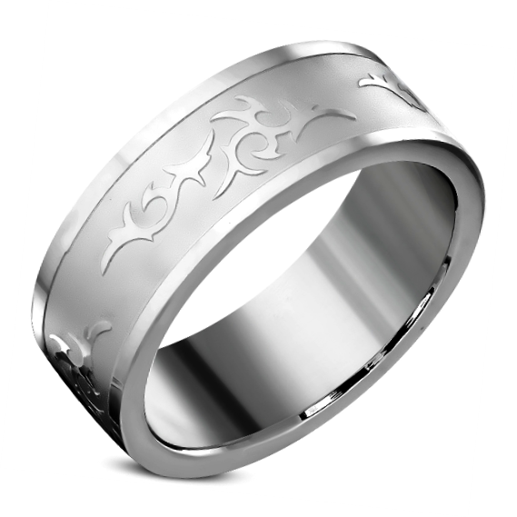 ASHA CRAFT - Celtic Design 8mm Solid Stainless Steel Ring. Size 4