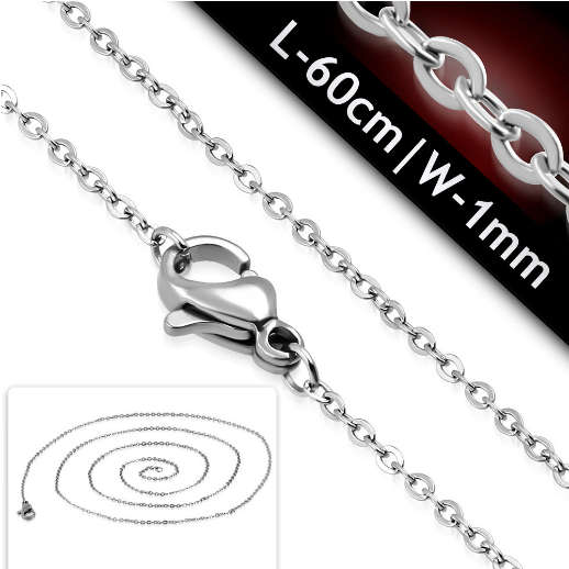 FINAL DAYS OF R1 AUCTIONS: Super Fine 1mm Trace Link Chain Stainless Steel- 60cm