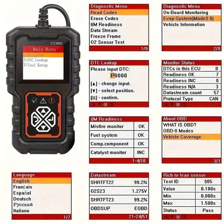 CY3001 Multifunction OBD2 Auto Diagnostic Scanner Tool with Bluetooth