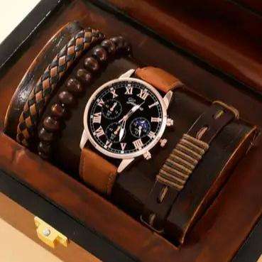 4 Piece Luxurious Quartz Watch Set for Men