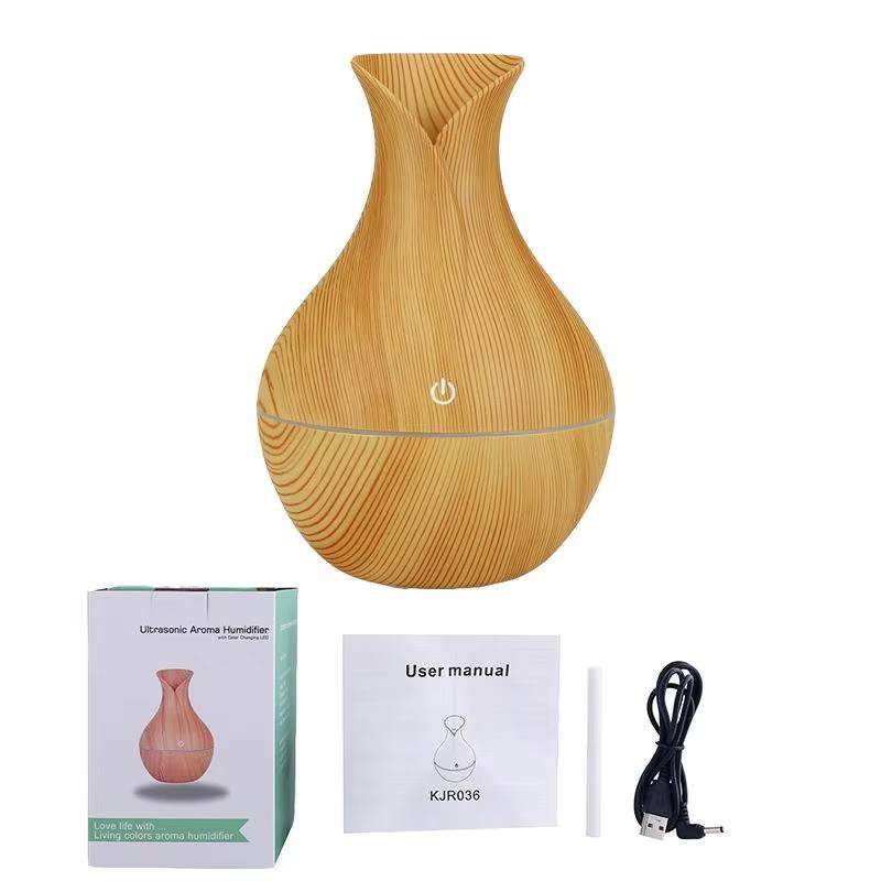 USB LED Deep Wood Grain Ultrasonic Aroma Humidifier