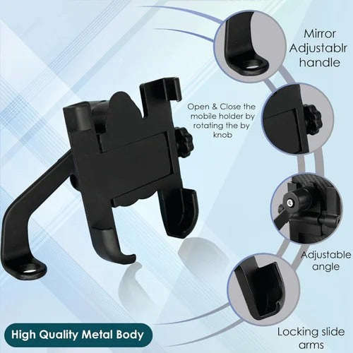 QUALITY ALUMINIUM Motorcycle and Bike Phone Holder with USB Port