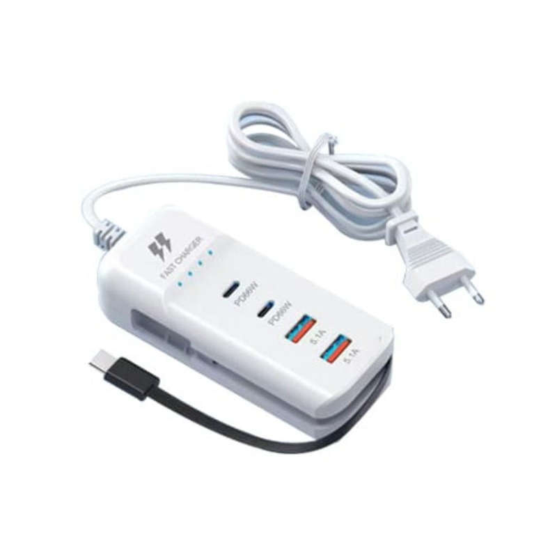 66W USB Hub Charging Station 2-USB & 2-PD Ports
