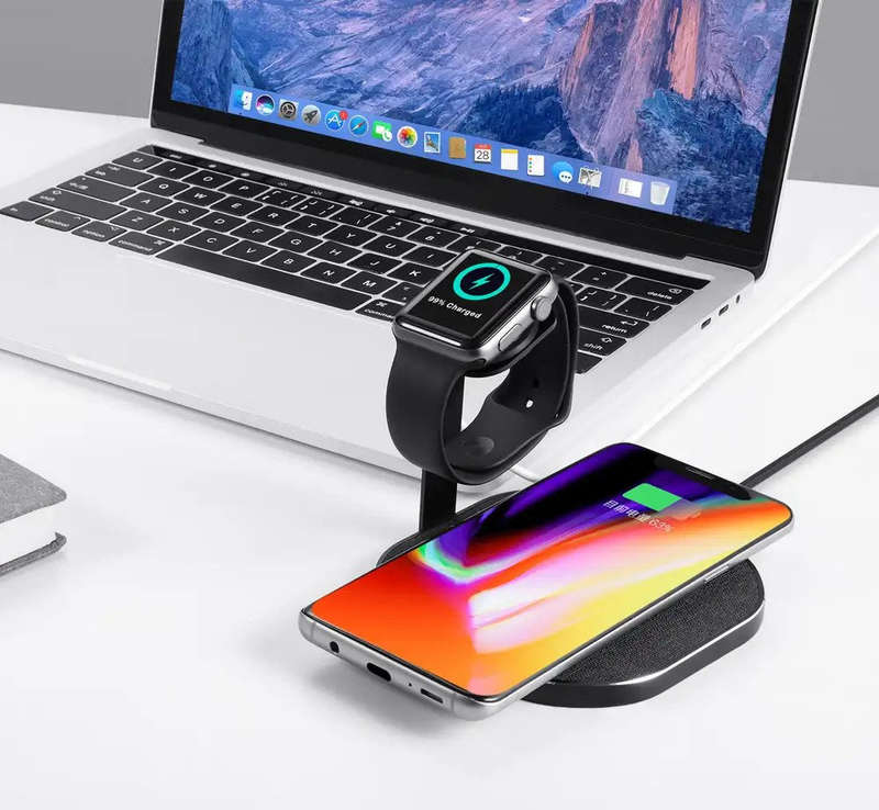 2 in 1 Fast Wireless Charger Stand for Apple