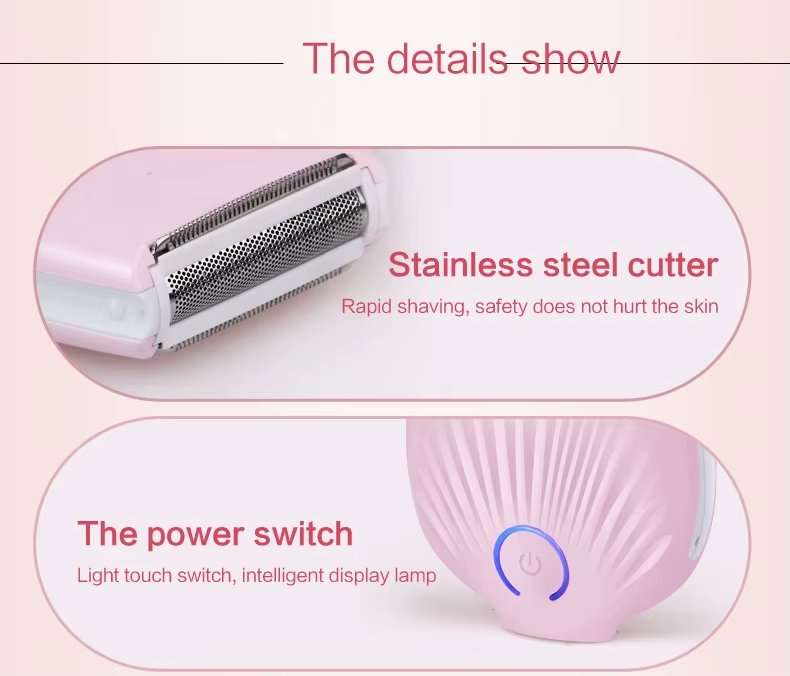 Portable 3 In 1 Hair Remover Epilator - Pink