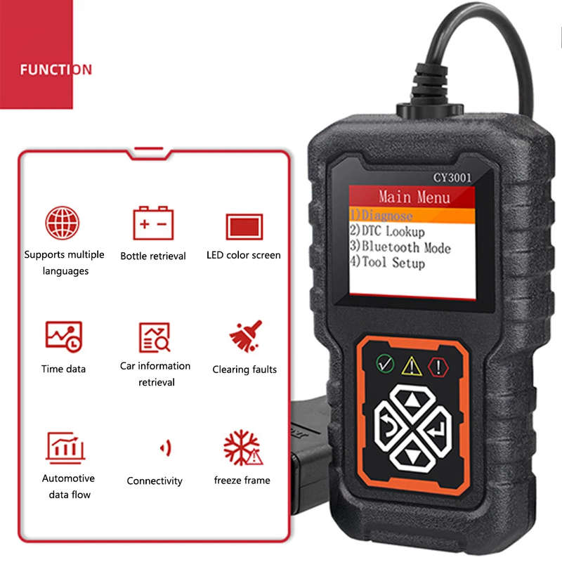 CY3001 Multifunction OBD2 Auto Diagnostic Scanner Tool with Bluetooth