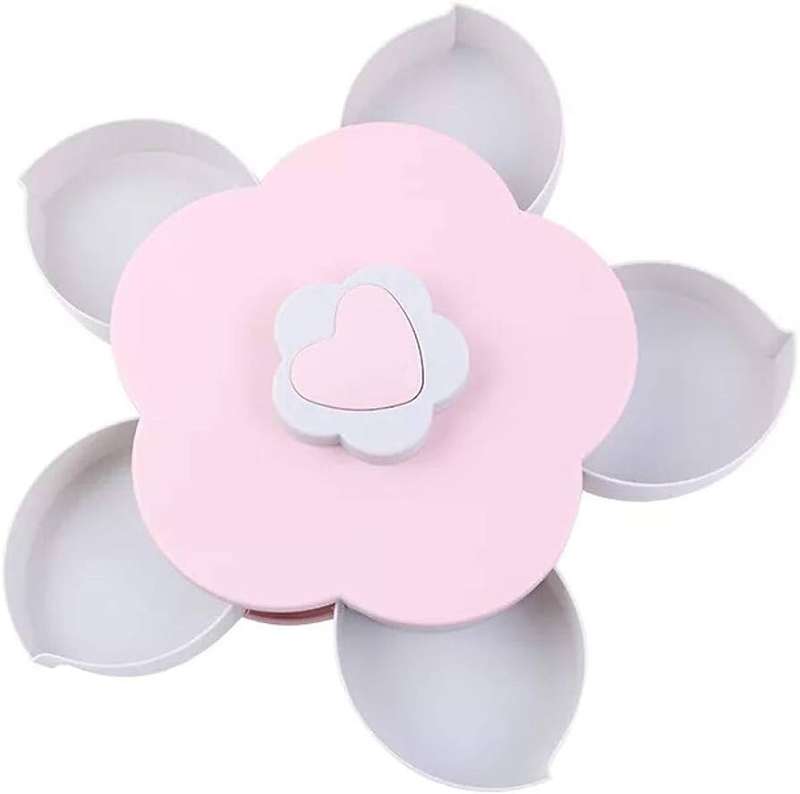 Petal-Shape Rotating Snack Box Candy Tray Food Organizer