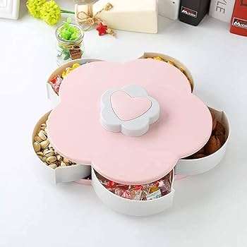 Petal-Shape Rotating Snack Box Candy Tray Food Organizer
