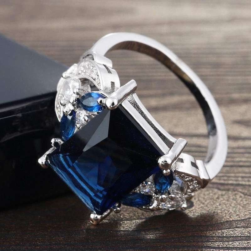 Elegant Luxury Ring with Synthetic Gemstones- Size 8
