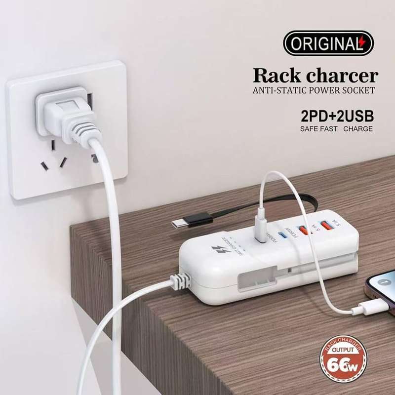 66W USB Hub Charging Station 2-USB & 2-PD Ports